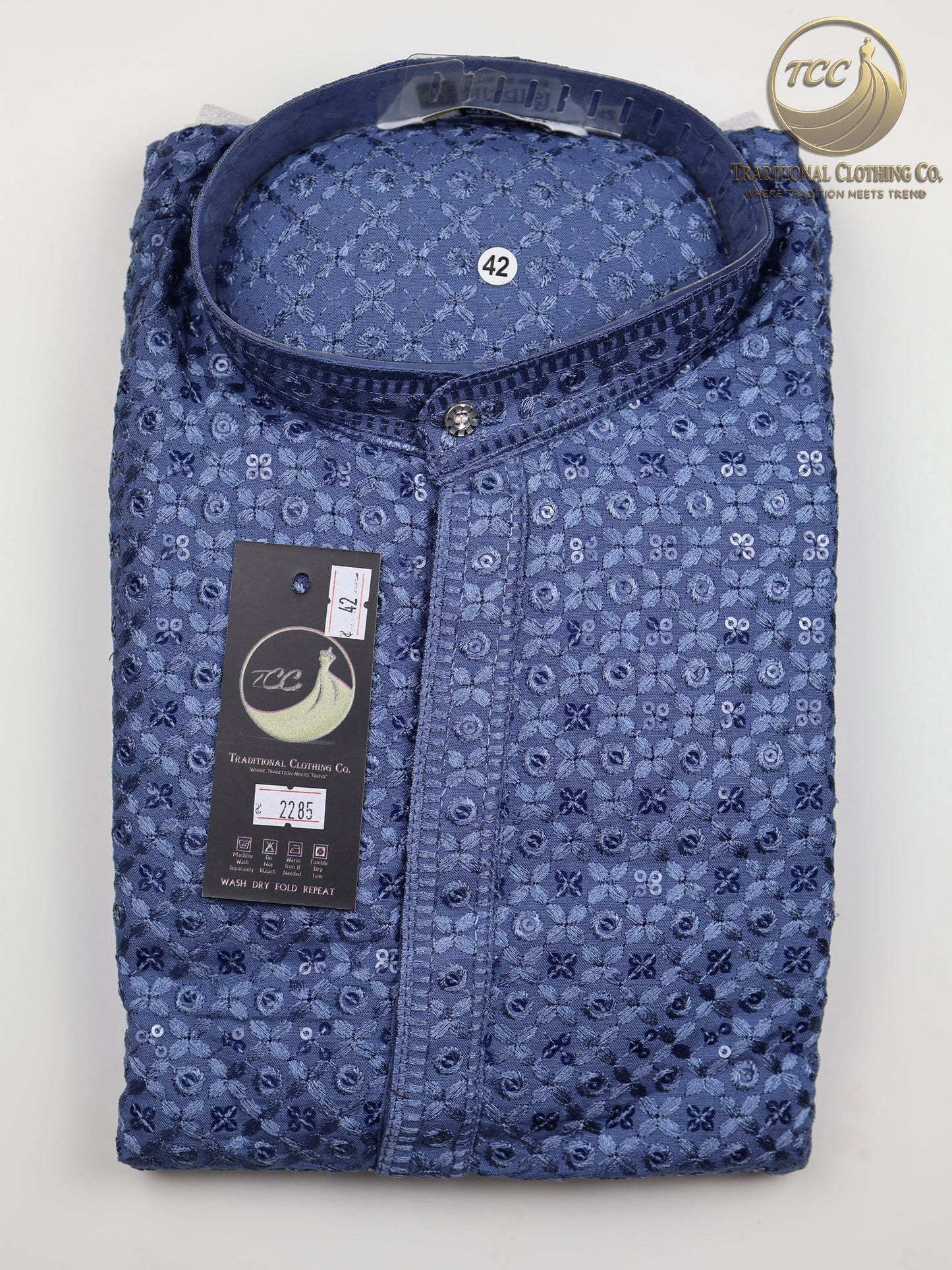 Men’s Chikankari Kurta with Floral Embroidery – Available in Multiple Colours