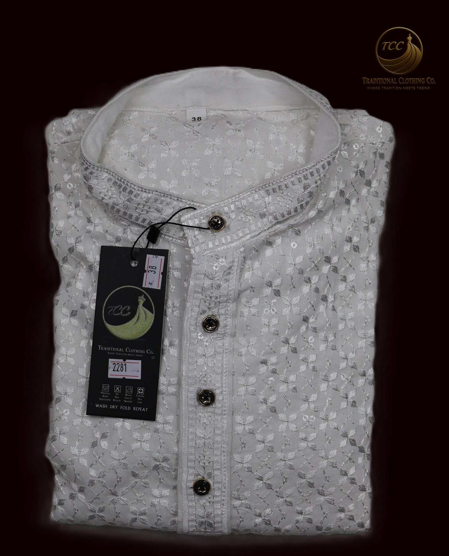 Men’s Chikankari Kurta with Floral Embroidery – Available in Multiple Colours