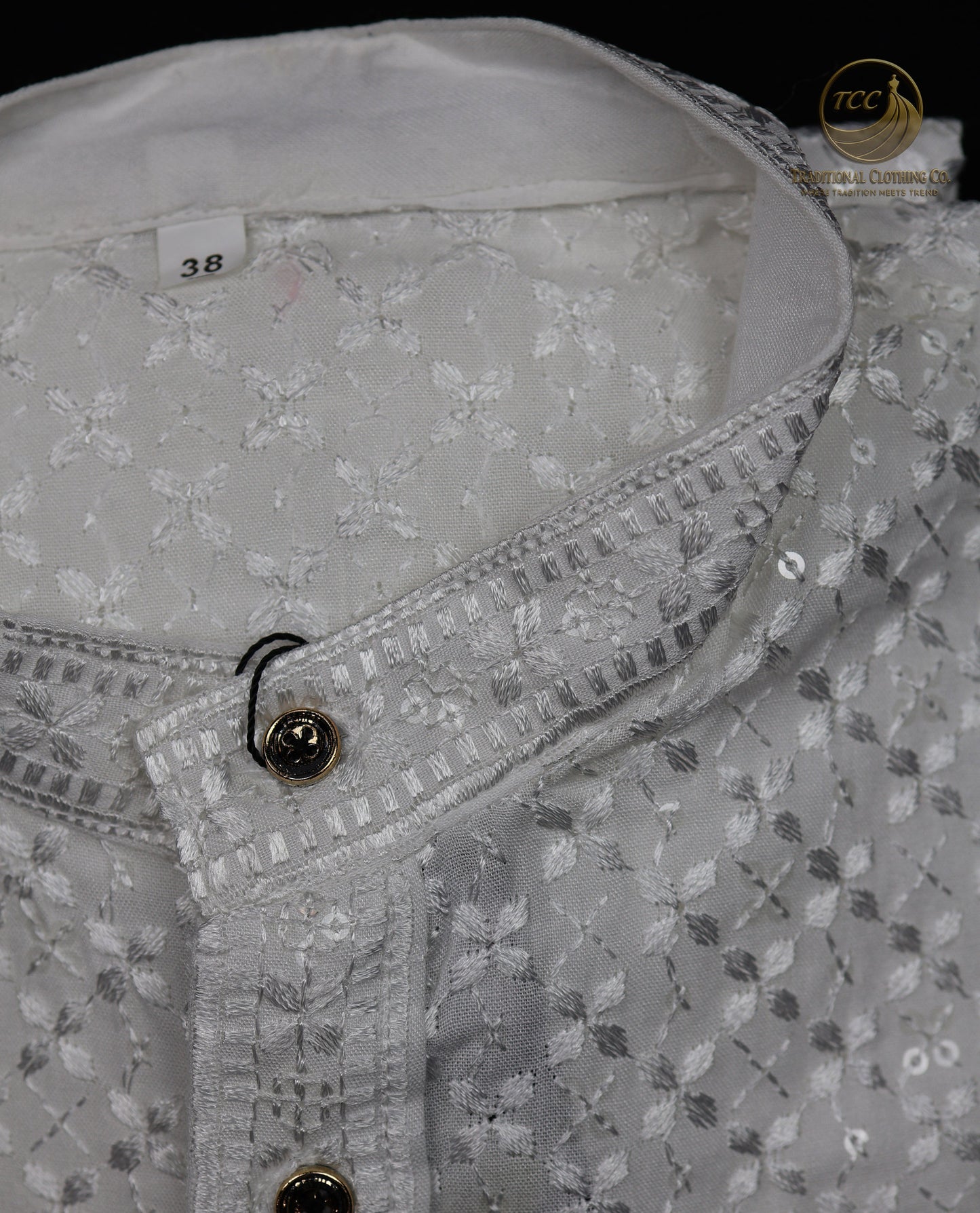 Men’s Chikankari Kurta with Floral Embroidery – Available in Multiple Colours