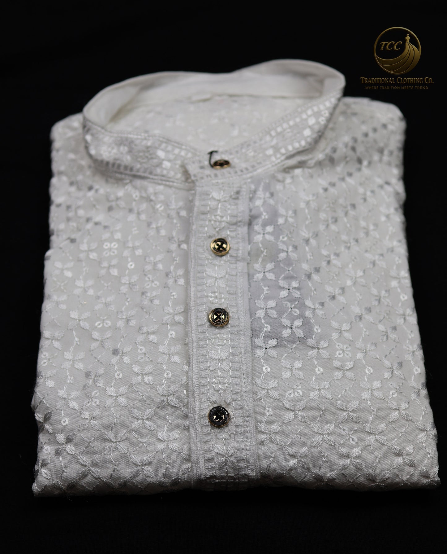 Men’s Chikankari Kurta with Floral Embroidery – Available in Multiple Colours