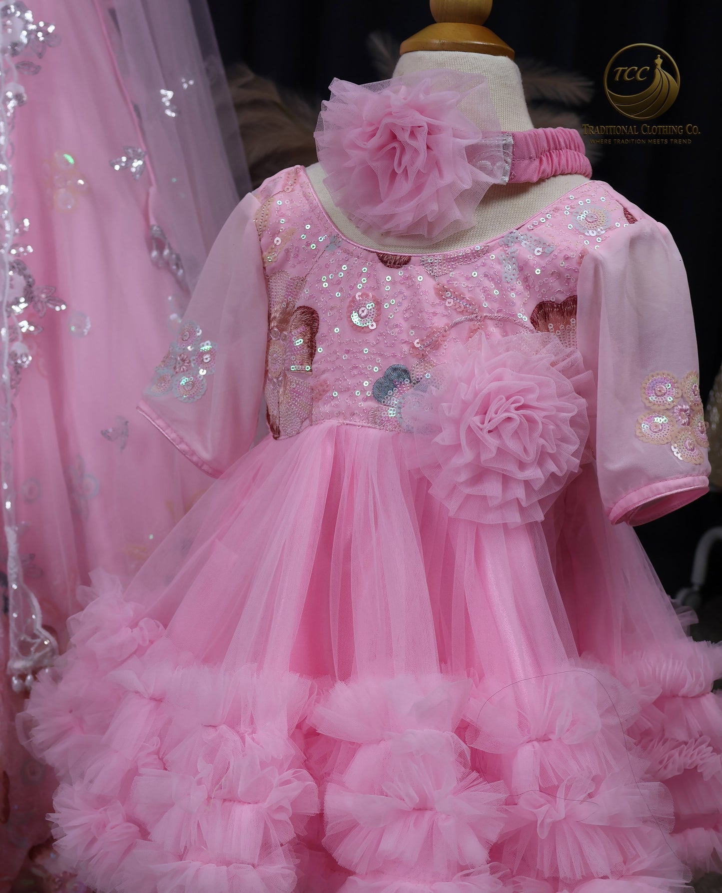 Peach Embroidered Mother & Daughter Matching Set – Elegant Festive & Wedding Wear