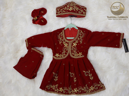 Traditional 4-Piece Pasni Set – Embroidered Festive Wear with Matching Topi & Shoes