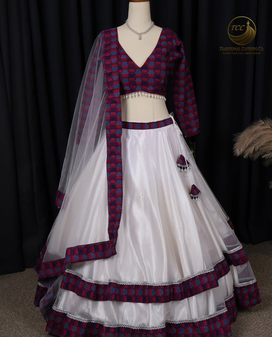 Authentic Nepali Dhaka Fabric Lehenga Choli – 3-Piece Set with Dupatta