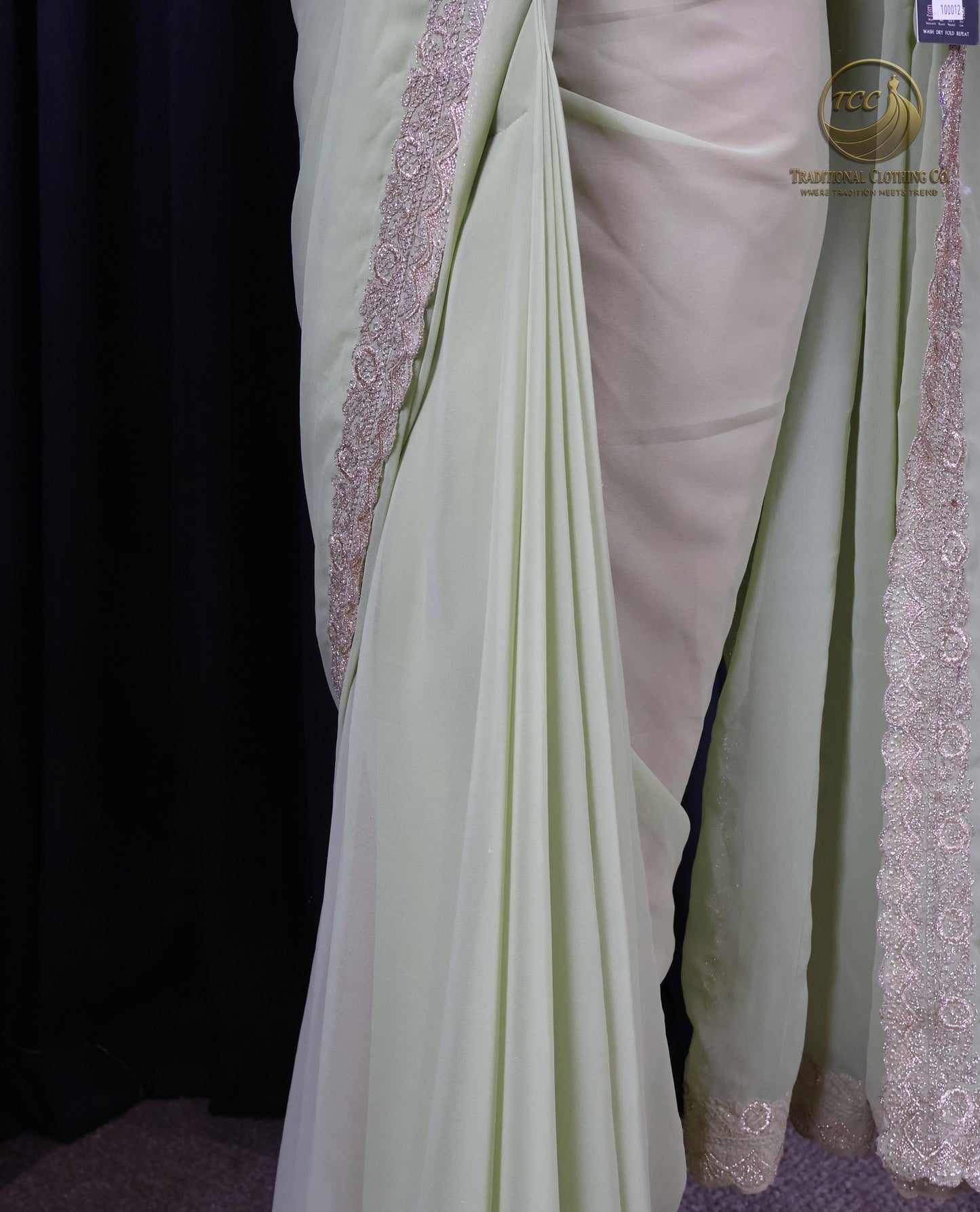 Elegant Green Embroidered Traditional Ready to wear Saree Set – Festive Wear for Women | 2-Piece Ethnic Dress