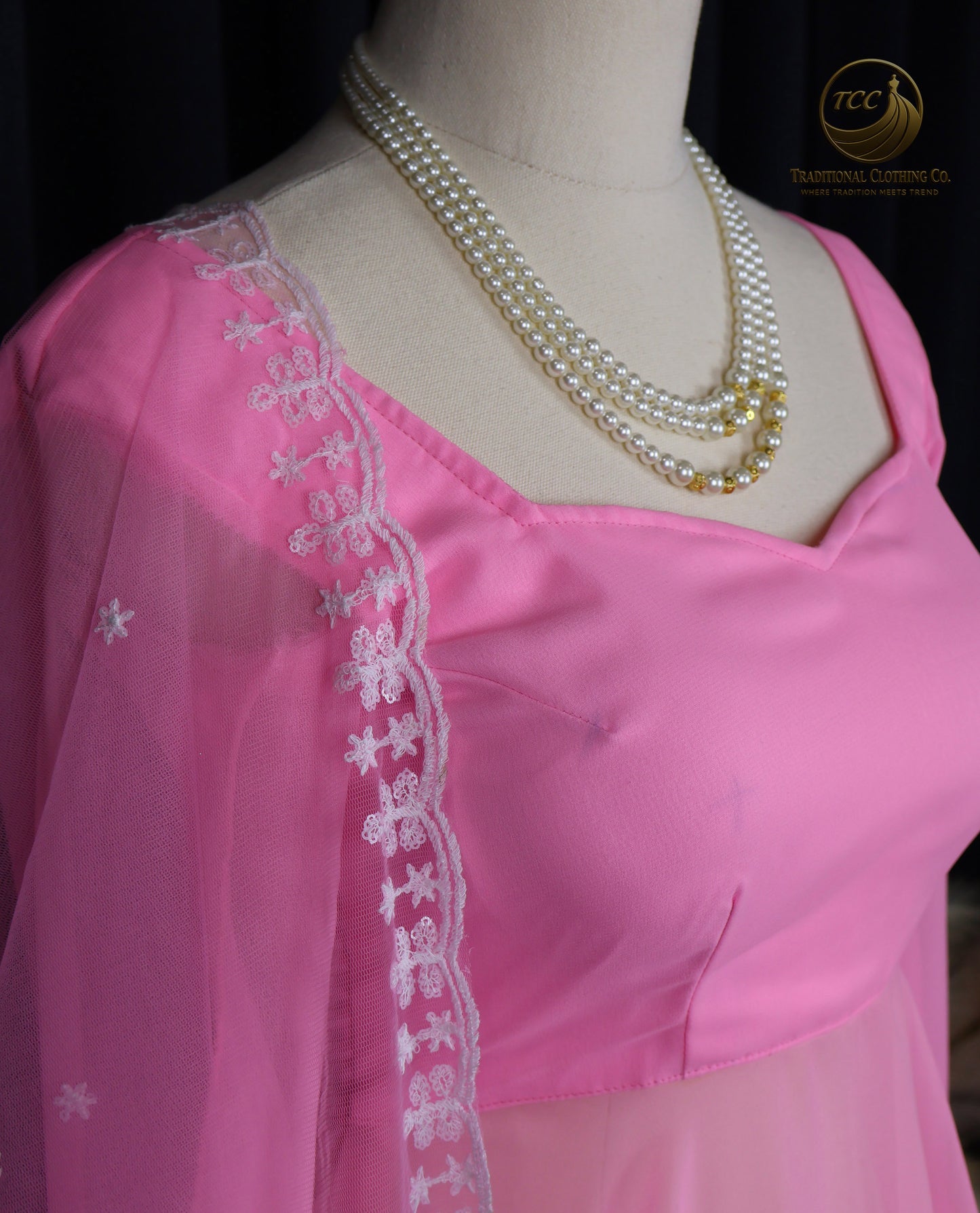 Pink Layered Lehenga Choli with Sheer Dupatta – Elegant Traditional Wear