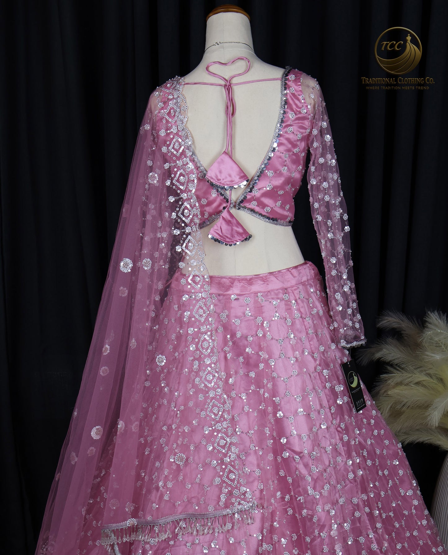 Pink Embroidered Lehenga Choli with Sheer Dupatta – Elegant Traditional Wear