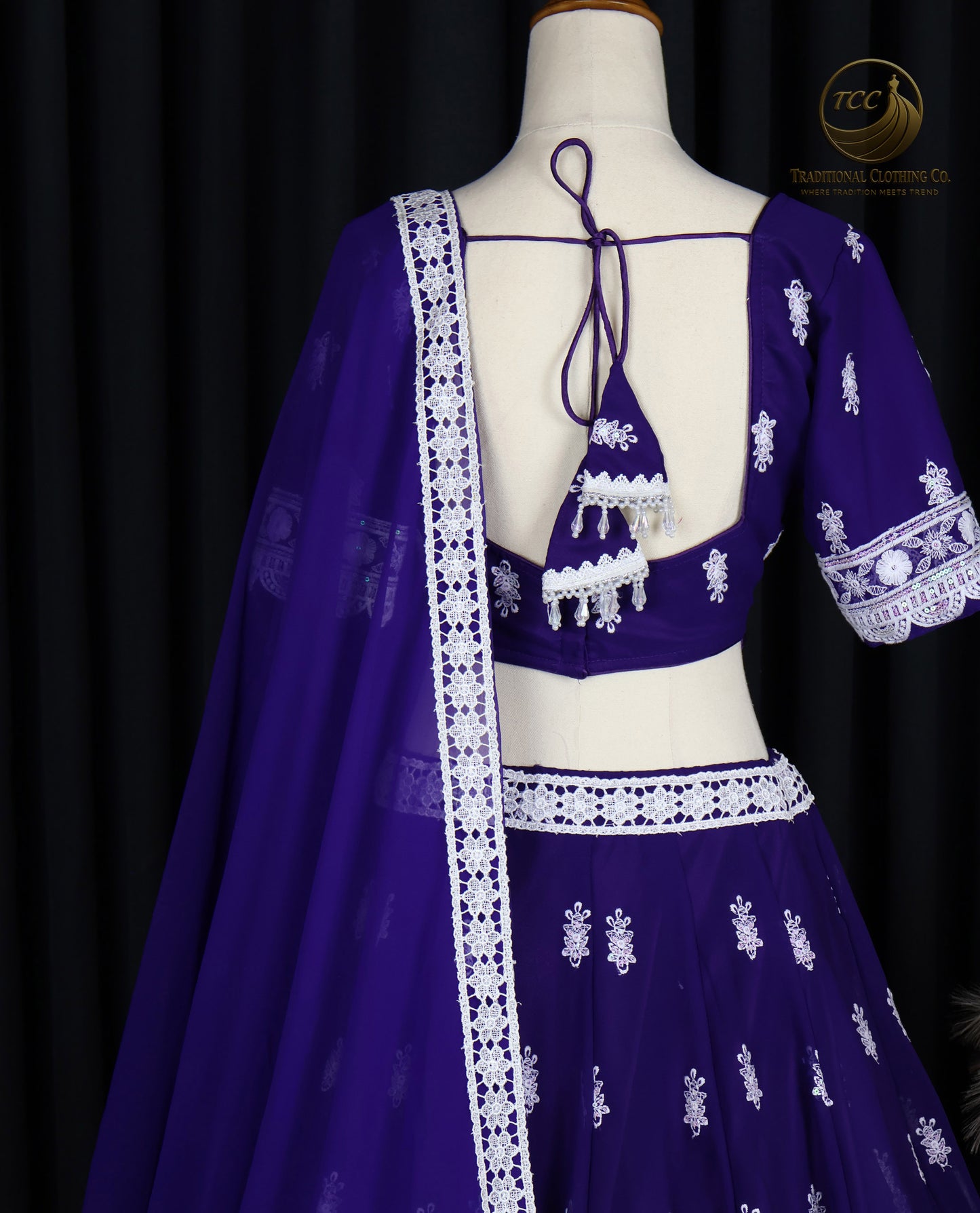 Exquisite Purple Embroidered Lehenga Choli with Tie-Up Back & Sheer Dupatta – Festive & Traditional Wear