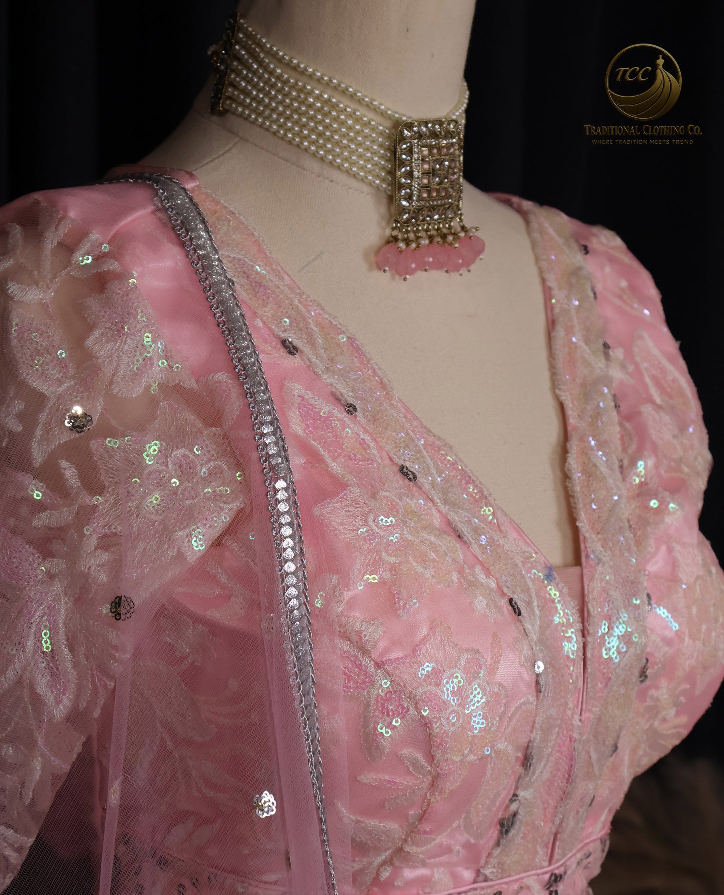 Exquisite Pink Embroidered Lehenga Choli with Crisscross Tie-Up Back & Sheer Dupatta – Festive & Traditional Wear
