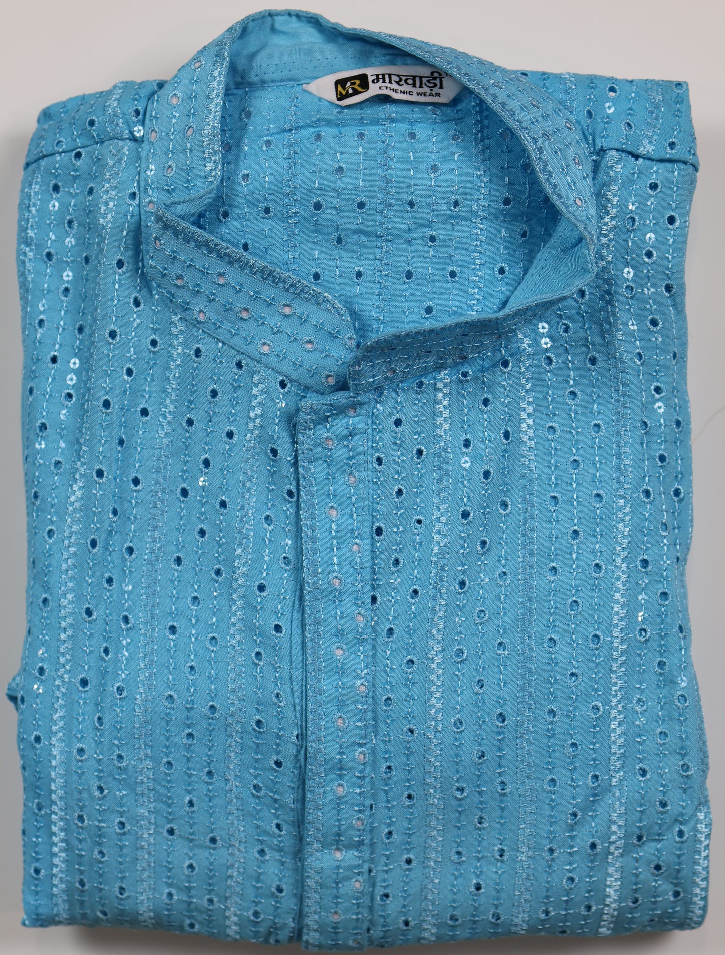 Chikankari Kurta – Elegance with Shimmer Accents | Yellow, Light Green, Peach, Dark Blue, Purple and Sky Blue