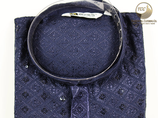 Chikan kari Kurta diamond design embrodery with sequin | Available in Green and Blue