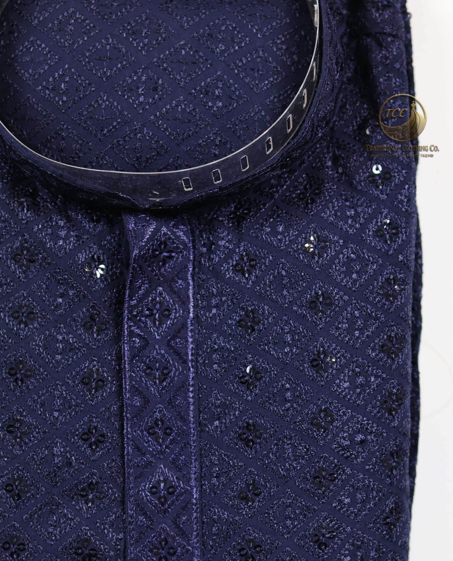 Chikan kari Kurta diamond design embrodery with sequin | Available in Green and Blue