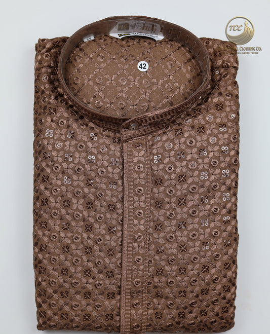Men’s Chikankari Kurta with Floral Embroidery – Available in Multiple Colours