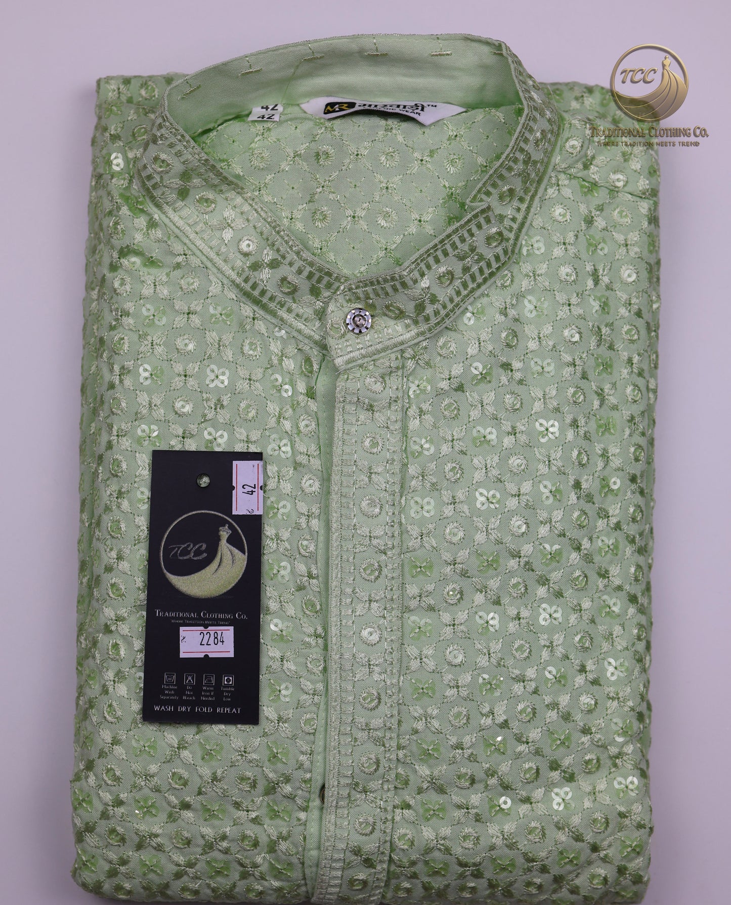 Men’s Chikankari Kurta with Floral Embroidery – Available in Multiple Colours