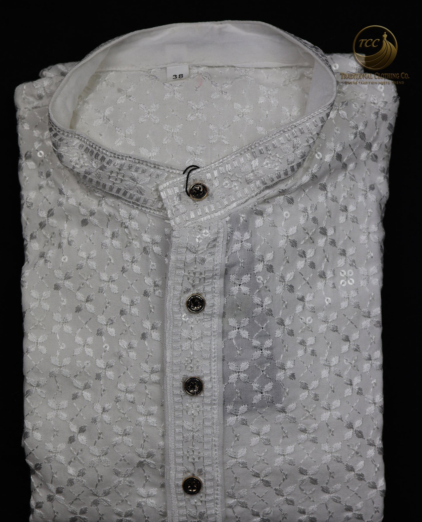 Men’s Chikankari Kurta with Floral Embroidery – Available in Multiple Colours